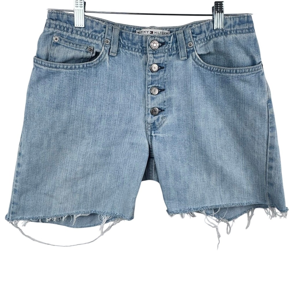 VTG Denim Button Fly Cutoff Low Rise Shorts Light Wash‎ Tommy Hilfiger Size 30
